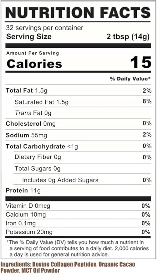 Cherie Sweet Heart's Collagen Peptide Powder 1 lb Pure Hydrolyzed Gluten Free Keto and Paleo Friendly Grass Fed Non GMO Chocolate