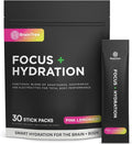 BrainTree Nutrition - Focus + Hydration - Electrolyte Drink Mix - Total Body Hydration - Supports Cognitive Function Energy &amp Muscle Recovery - Sugar Free - Pink Lemonade - 30 Stick Packs