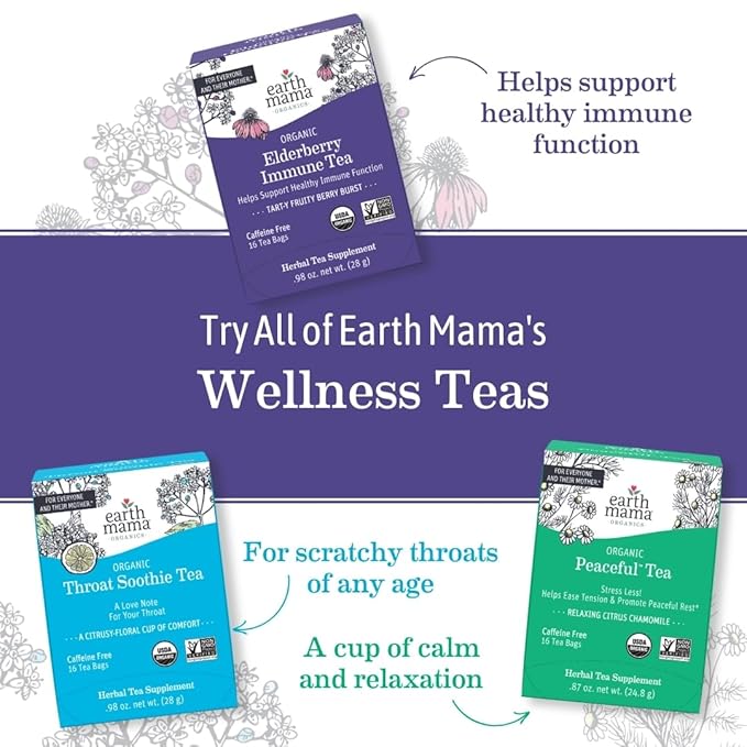 Earth Mama Organic Third Trimester Tea | Herbal Tea for Late Pregnancy Comfort + Childbirth Preparation | 96 Teabags | Caffeine Free &amp Non-GMO