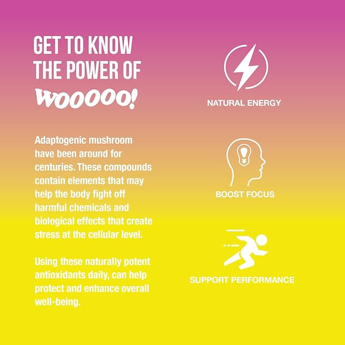 Wooooo! Energy Ric Flair Sparkling Adaptogenic Mushroom Energy Drink | Natural Antioxidants &amp Nootropics | Lion’s Mane &amp Cordyceps | 150mg Caffeine | 12 Pack (Variety Pack)