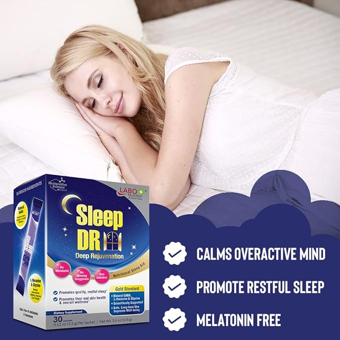 LABO Nutrition Sleep DR (Deep Rejuvenation) with Natural GABA L-theanine Glycine – Melatonin-Free Nutritional Sleep Aid