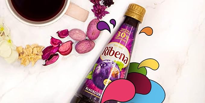 Ribena Blackcurrant Concentrate Cordial - 12 Bottles x 850ml - Contains Real Fruit Juice - No Artificial Colours or Flavourings - Dilute with Water - Made with British Blackcurrants