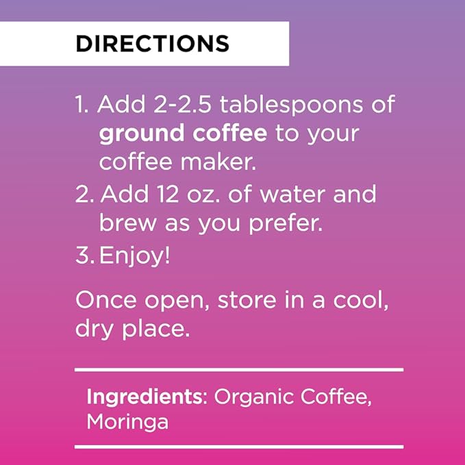 Livingood Daily Coffee with Moringa Whole Bean Medium Roast Coffee with Plant Based Ingredients for Morning Energy Made with Moringa Powder Organic Non GMO Vegan Gluten Free 20 Srvgs 12 oz Bag