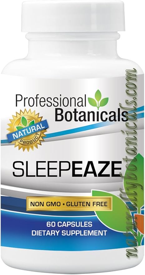 Professional Botanicals Sleep Eaze Natural Sleep Aide Supplement Non Habit Forming Sleep Supplement Valerian Root and German Chamomile - 60 Vegetarian Capsule
