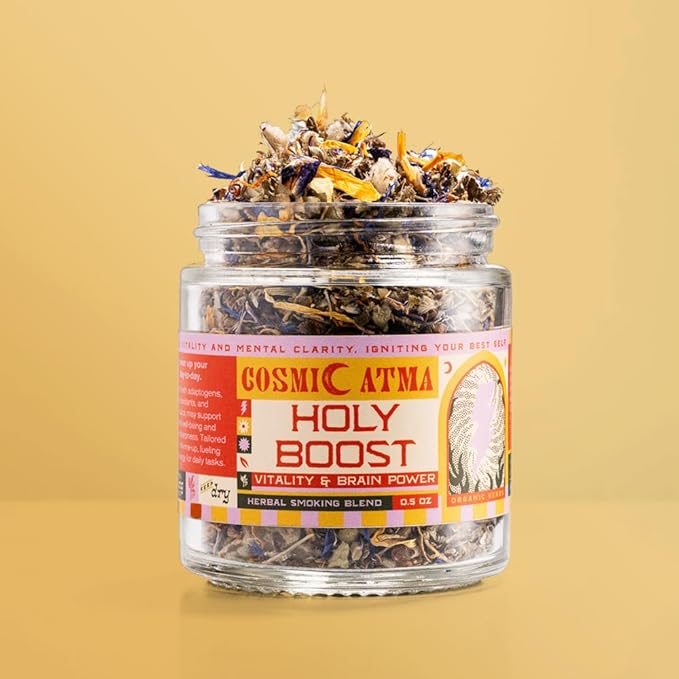 Cosmic Atma Herbal Smoking Blend – Holy Boost for Energy &amp Brain Power | Herbal Tea Loose Leaf &amp Smokable Herbs – 14gm/0.5oz