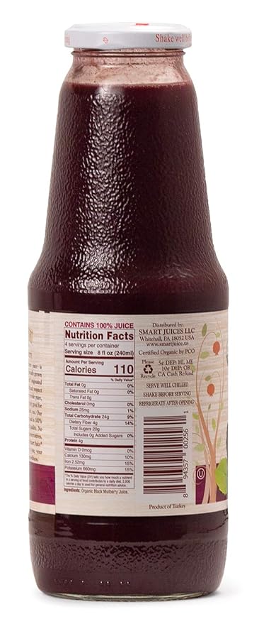 Smart Juice Organic Black Mulberry Juice - 33.8 fl oz (1L) - (case of 6)