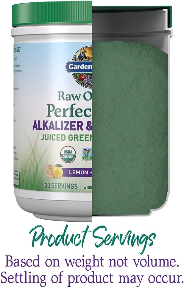 Garden of Life Raw Organic Perfect Food Alkalizer and Detoxifier Lemon Ginger Flavored Superfood Powder Supplement 30 Servings