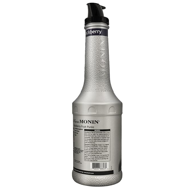 Monin - Blackberry Purée | Premium Purée for Cocktails Smoothies &amp More | Clean Label with No Artificial Flavors No Artificial Preservatives (BPA-Free Plastic Bottle 1 Liter)