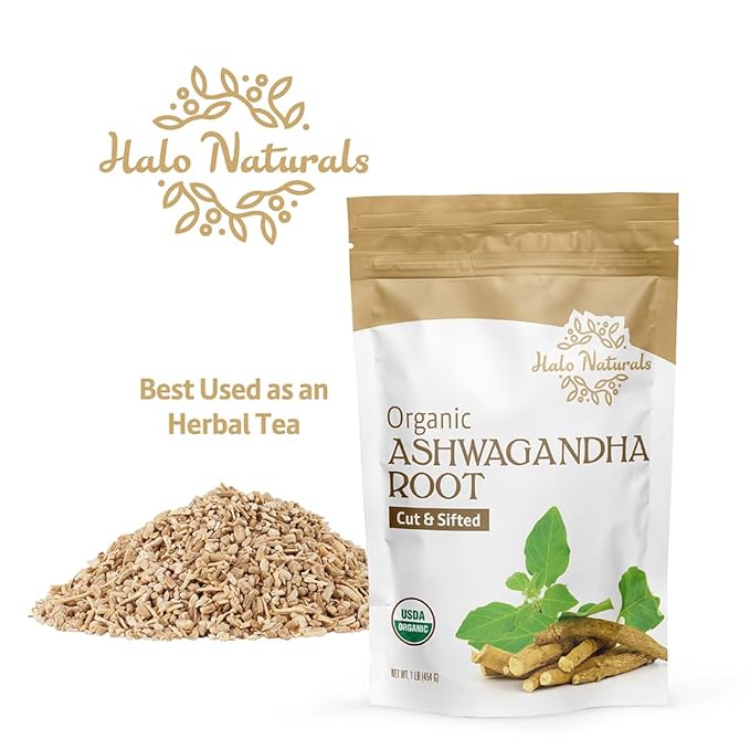 Organic Ashwagandha Root Cut &amp Sifted 1 Pound (Withania somnifera) USDA Certified | Resealable Pouch| Packaged in The USA