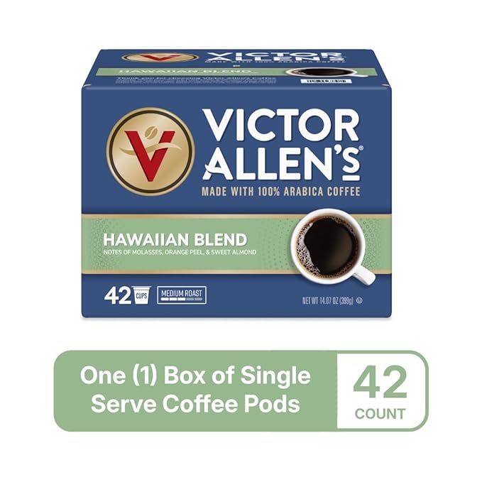 Victor Allen's Coffee Hawaiian Blend Medium Roast 42 Count Single Serve Coffee Pods for Keurig K-Cup Brewers (formerly Kona Blend)