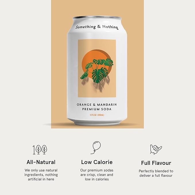 Something &amp Nothing Orange &amp Mandarin Flavored Sparkling Water | Lightly Carbonated &amp Full of Flavor with Added Grape &amp Lemon Juice | Vegan &amp Low Calorie Premium Soda | 12 Fl Oz Ca