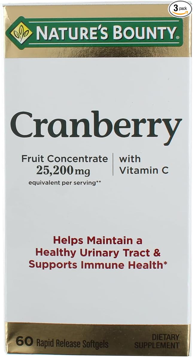Nature's Bounty Cranberry Dietary Supplement 60 Soft Gels (Pack of 3)