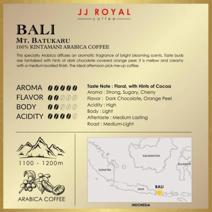 JJ Royal Coffee Bali Arabica 200g Ground Coffee (Pack of 2)