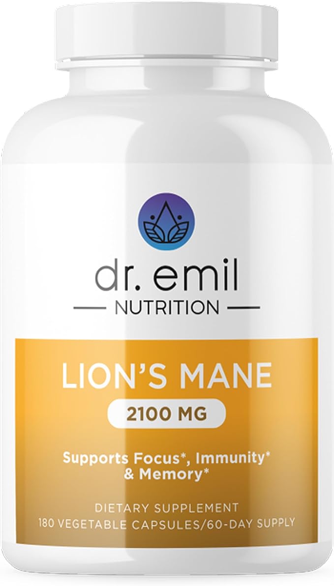 Organic Lions Mane Mushroom Supplement for Mental Clarity Focus &amp Immune Support - Organic Brain Boosting Nootropic Lions Mane Mushroom Capsules with 100% Organic Lions Mane Extract 60 Servings