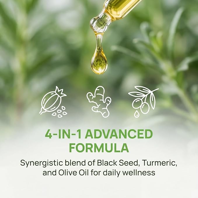 Oregano Oil Organic Drops - 80% Carvacrol Extra Strength &amp Undiluted - with Black Seed Oil Turmeric &amp Vitamin E - Oil of Oregano Supplement for Immune and Digestive Support - Vegan 2 Fl Oz