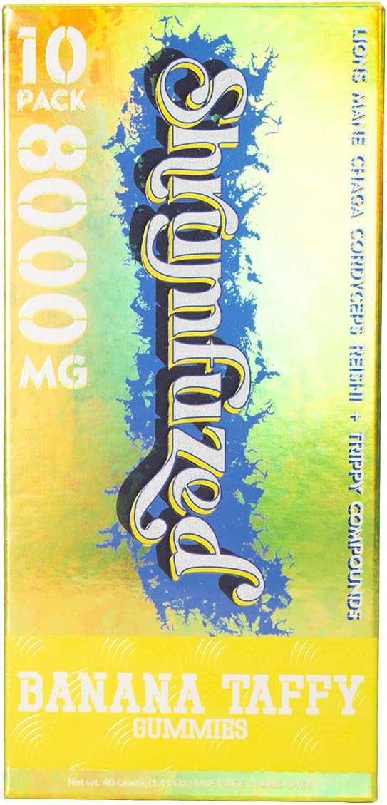 Shrumfuzed - Proprietary Nootropic Gummy 8000mg - Lion's Mane Reishi Chaga and Cordycep Nootropic Mushroom Blend (10 Banana Taffy)