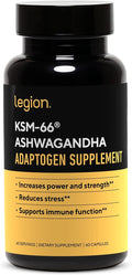 LEGION KSM-66® Ashwagandha Root Extract - Ashwagandha Root Powder Supplement to Improve Your Mood Sleep &amp Athletic Performance - Extra Strength Ashwagandha Root Extract (60 Servings)