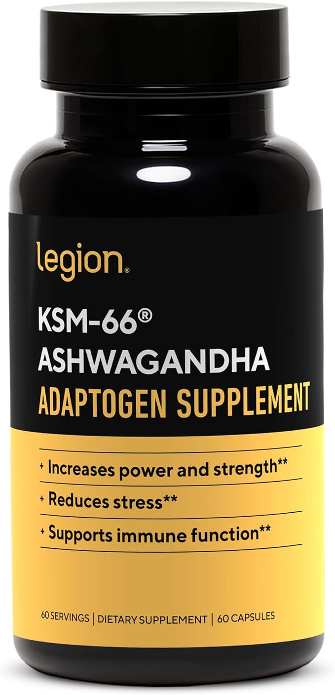 LEGION KSM-66® Ashwagandha Root Extract - Ashwagandha Root Powder Supplement to Improve Your Mood Sleep &amp Athletic Performance - Extra Strength Ashwagandha Root Extract (60 Servings)