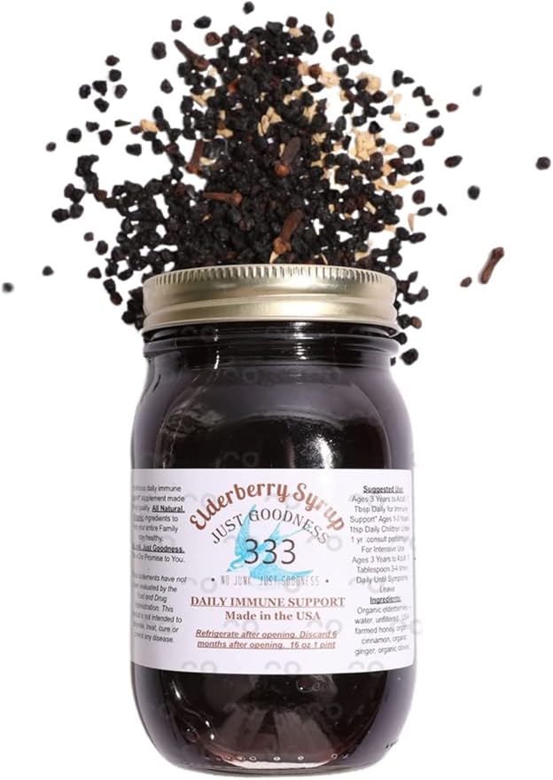 All Natural Elderberry Syrup (16 fl oz) for Adults and Kids Daily Immune Support Herbal Supplement with Antioxidants Organic Sambucus Elderberry