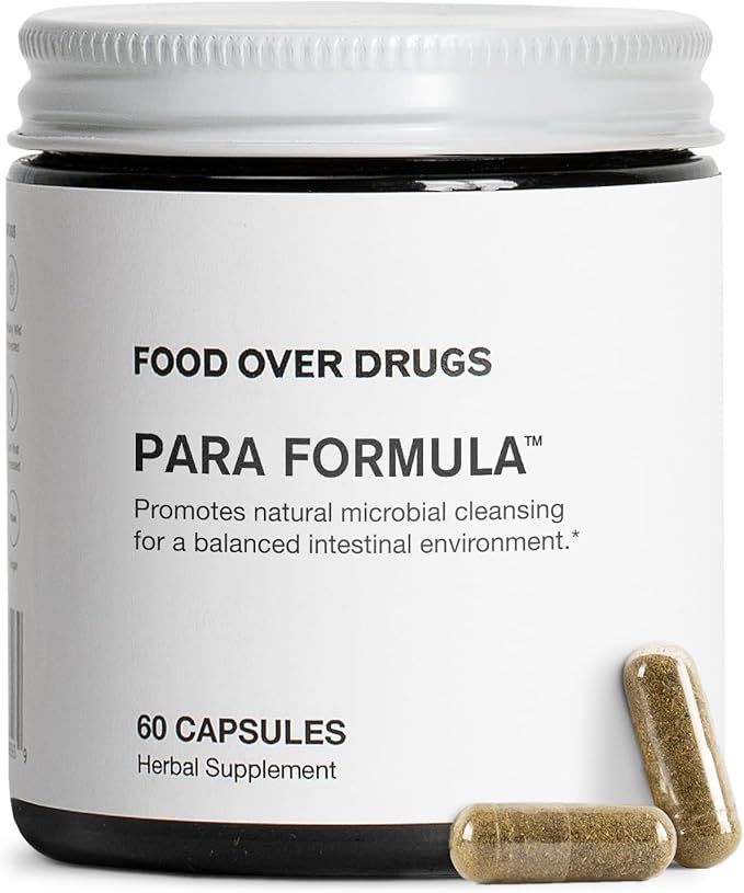 Food Over Drugs para Formula - Full Spectrum Herbal Cleanse for Humans - Natural Intestinal Microbial Detox &amp Complete Body Cleanse - 60 Count (Pack of 1)
