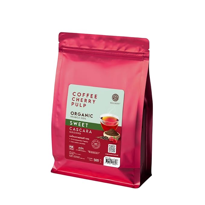 Hillkoff Cascara Sweet - Ground Coffee Cherry Tea 100% Coffee Fruit Husk Fruity Antioxidant-Rich Ground Husk 500 g