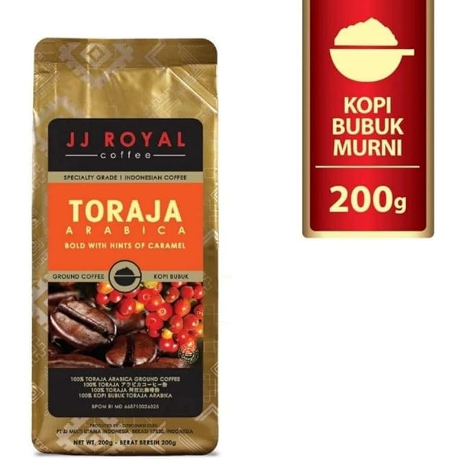 JJ Royal Coffee Toraja Arabica 200g Ground Coffee (Pack of 4)