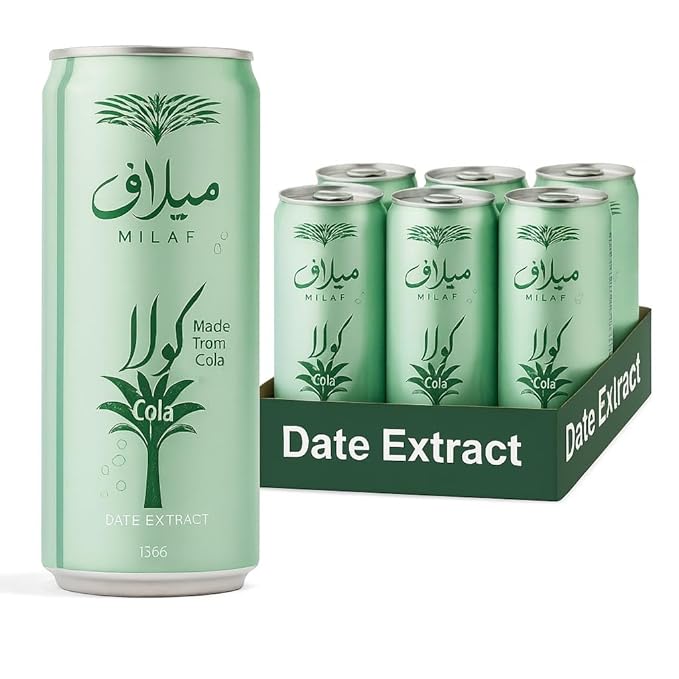 Milaf Date Cola - 8.1 fl oz | Sweet Carbonated Soda Soft Drink Made with Date Extract | Refreshing Non-Alcoholic Beverage | Ideal for Those Following Alcohol-Free Lifestyle (Pack of 6)