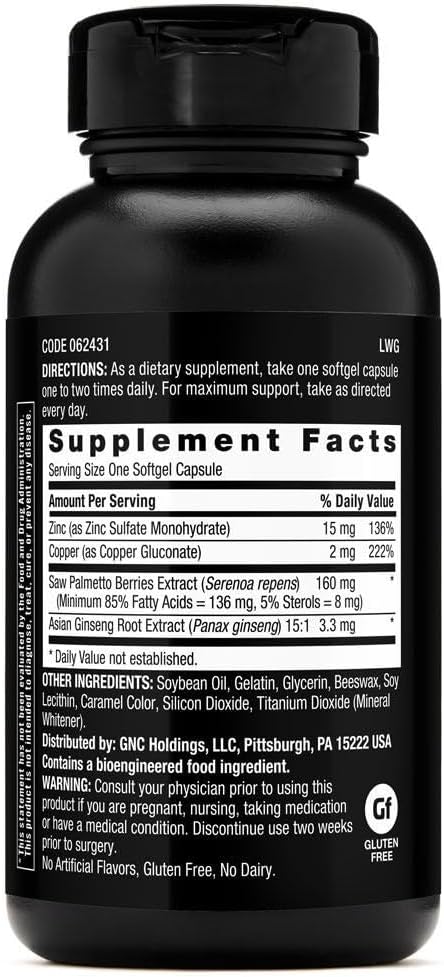 GNC Men's Ultra Saw Palmetto Formula Supports Normal Prostate Function 120 Softgels