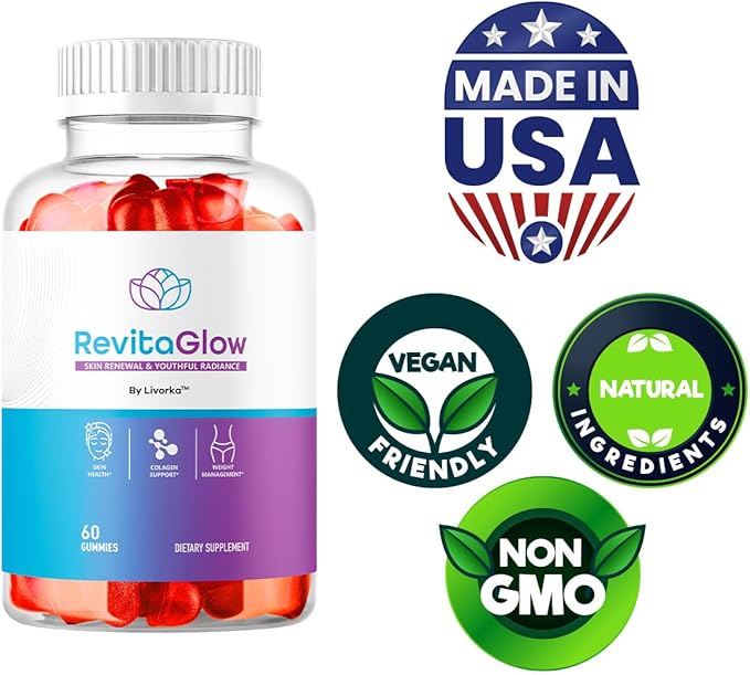 (5 Pack) RevitaGlow Gummies - Official Revita Glow Gummy Premium Natural Skin Health Support RevitaGlowGummies for Gut and Skin Healthy Advanced Renewal Formula Gummys 300 Gummies for 5 Months