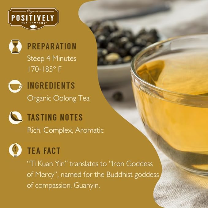 Organic Positively Tea Company Ti Kuan Yin Oolong Tea Loose Leaf 16 Ounce