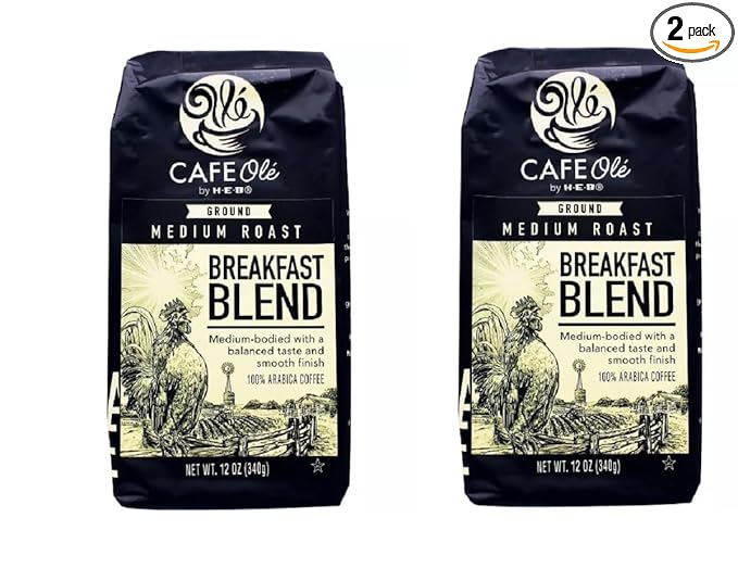 Cafe Ole HEB Ground Coffee 12oz - 2 bags (Breakfast Blend)