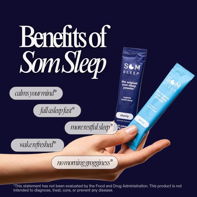 Sleep Aid Drink Mix Som Sleep Powder 60 Pack Cherry &amp Berry Flavor – Vegan Zero Sugar