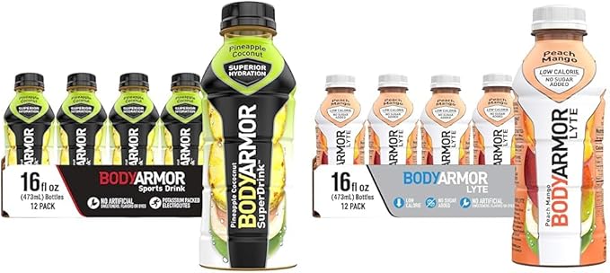 BODYARMOR Sports Drink and BODYARMOR LYTE Sports Drink Bundle (Pack of 12 16 Fl Oz)