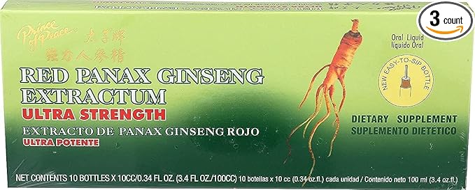 Ultra Strength Red Panax Ginseng Extract - Prince of Peace 30 btl 10cc each Pack of 3