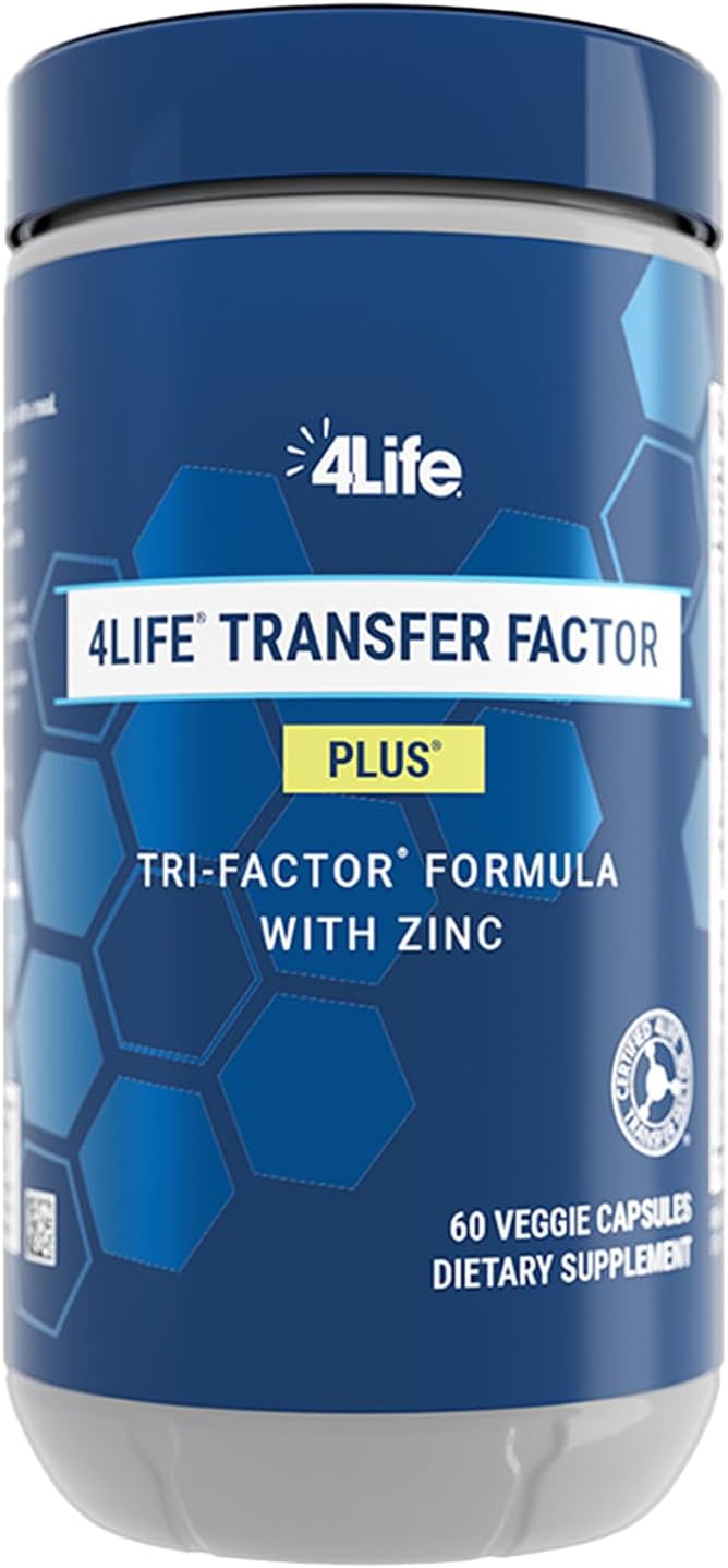 4Life Transfer Factor Plus - Support with Zinc Super Mushroom Blend (Maitake Shiitake Agaricus) and Colostrum &amp Egg Yolk Extracts - 60 Capsules