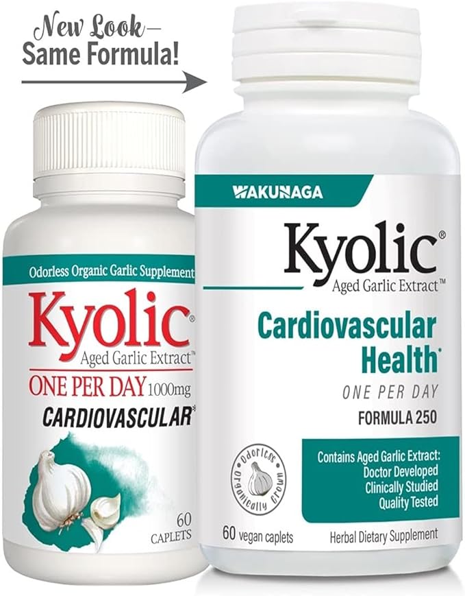 Kyolic Aged Garlic Extract Formula 250 Cardiovascular Health* One Per Day 60 Caplets