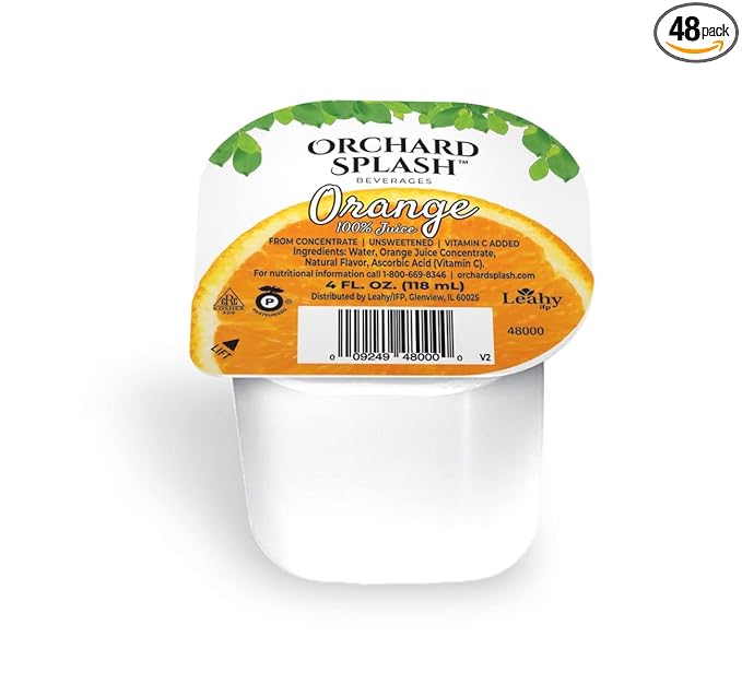 Orchard Splash 4oz Portion Control Juice Cups Orange 100% (Case of 48)