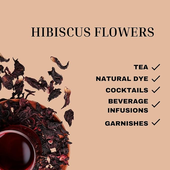 Dried Hibiscus Flowers 3 LB | 100% Natural | Herbal Tea | Gluten Free Non GMO | Strong Flavor | Loose Leaf Tea for Hibiscus Tea | Dried Leaves