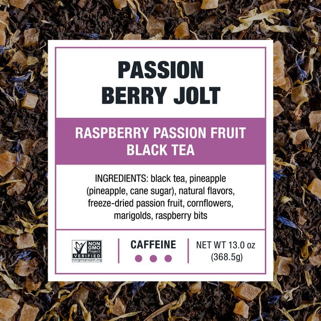 Tiesta Tea - Passion Berry Jolt Cold Brew Loose Leaf Raspberry Passion Fruit Black Tea High Caffeinated Cold Brew Packets Makes 64 oz Pitcher Per Bag (Pack of 10)