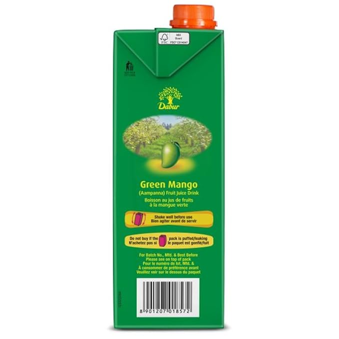 Dabur Real Green Mango/Aampanna Fruit (Cocktail/Mocktail) Juice Drink 1 Ltr [pack of 3]