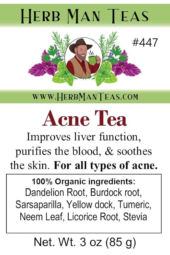 ACNE TEA – Organic Herbal Blend to Support Clear Skin &amp Complexion – Formulated by Master Herbalist Khabir – 100% Organic Non-GMO No Additives