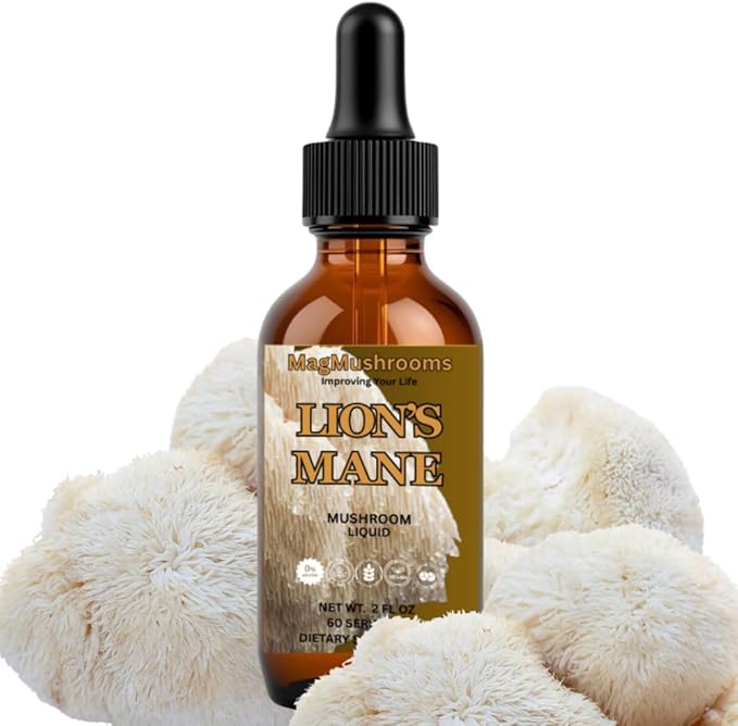 Lion’s Mane Mushroom Liquid Extract High Potency Alcohol Free 60 Daily Doses for Brain Health