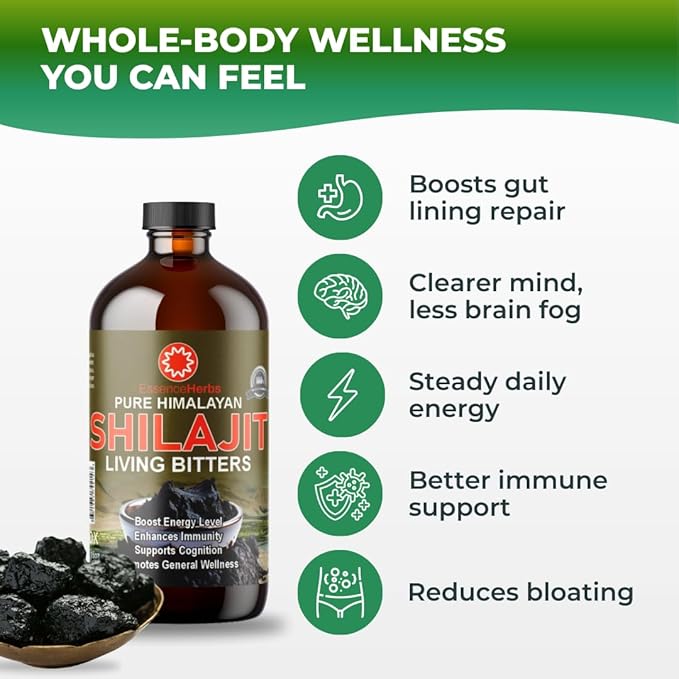 Essence Herbs Shilajit Bitters Liquids Made with Shilajit Moringa Black Seed &amp More (Pack of 1)