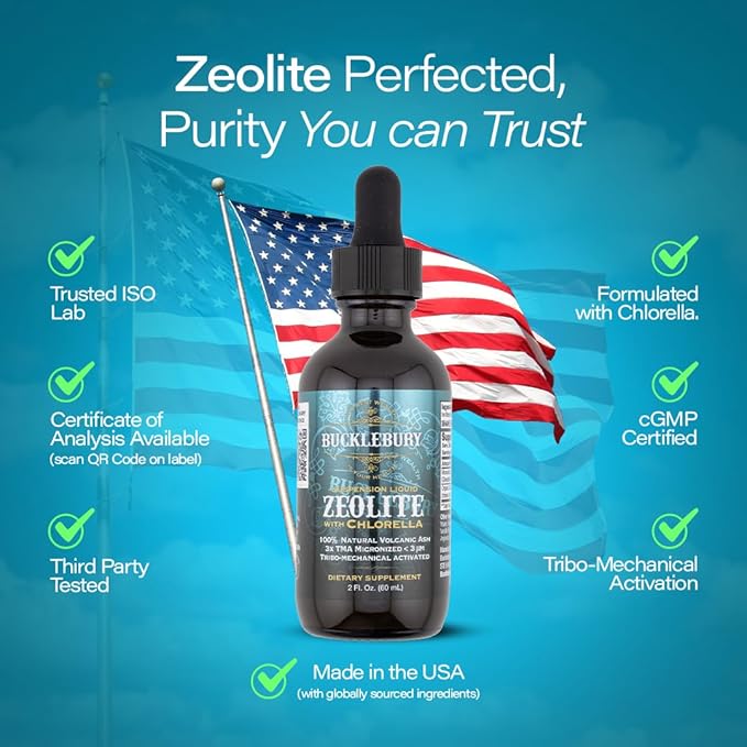 BUCKLEBURY Zeolite Liquid Suspension w/Chlorella - Detox Support Immune System and Digestive Tract Health Support for Kids and Adults (60 Servings)