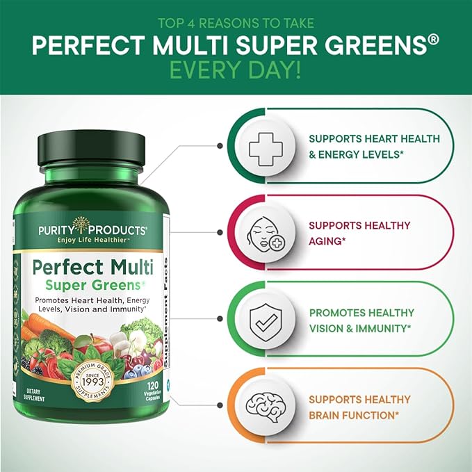 Purity Products Perfect Multi Super Greens Dietary Supplement Health Nutrition 120 count