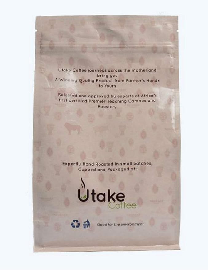 Kenya AA Whole Bean Coffee. Medium Roast Fair Trade Coffee. Single Source Coffee Beans packed in 13.23-Ounce (375 grams) Resealeable Valve Bag by Utake Coffee