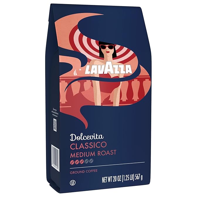 Lavazza Classico Ground Coffee Blend Medium Roast Authentic Italian Blended And Roasted in Italy Non GMO Value Pack A Full bodied with rich flavor and notes of dried fruit 20 Ounce (Pack of 2)