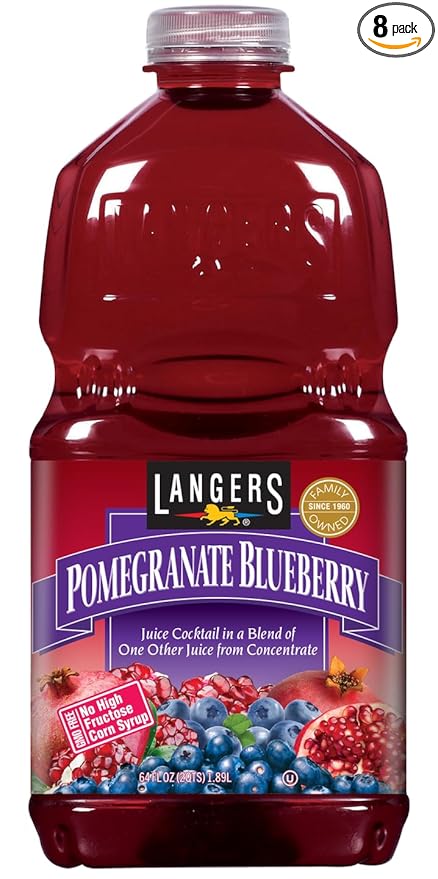 Langers Pomegranate Blueberry Juice Cocktail 64 Fl Oz (Pack of 8)