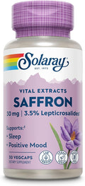 SOLARAY Saffron Extract - Sleep and Positive Mood Support - Vegan and Gluten Free Saffron Supplements - Lab Verified - 60-Day Guarantee - 30 Servings 30 VegCaps