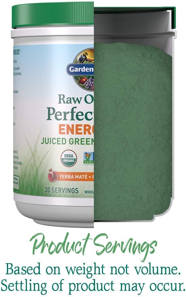 Garden of Life Raw Organic Perfect Food Energizer Juiced Green Superfood Powder Yerba Mate Pomegranate 30 Servings Green Superfood Powder &amp Probiotics Gluten Free Whole Food (Pack of 2)